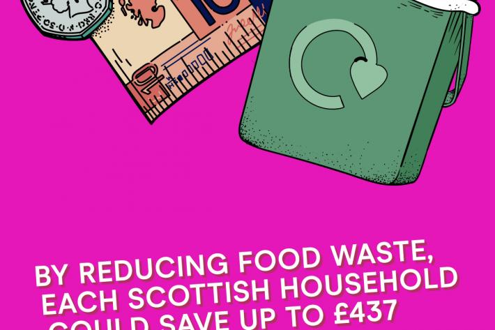 A food bin with money next to it