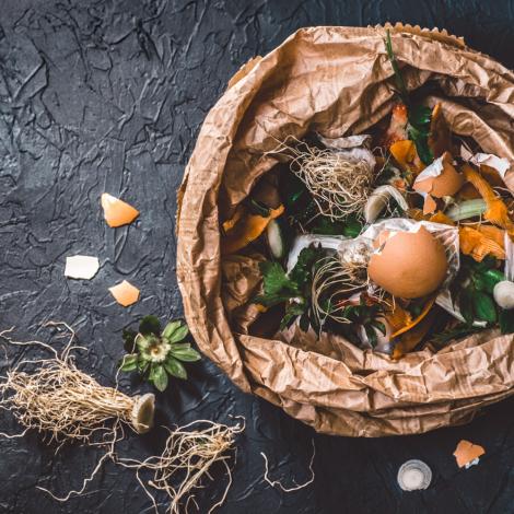 food waste in a paper bag